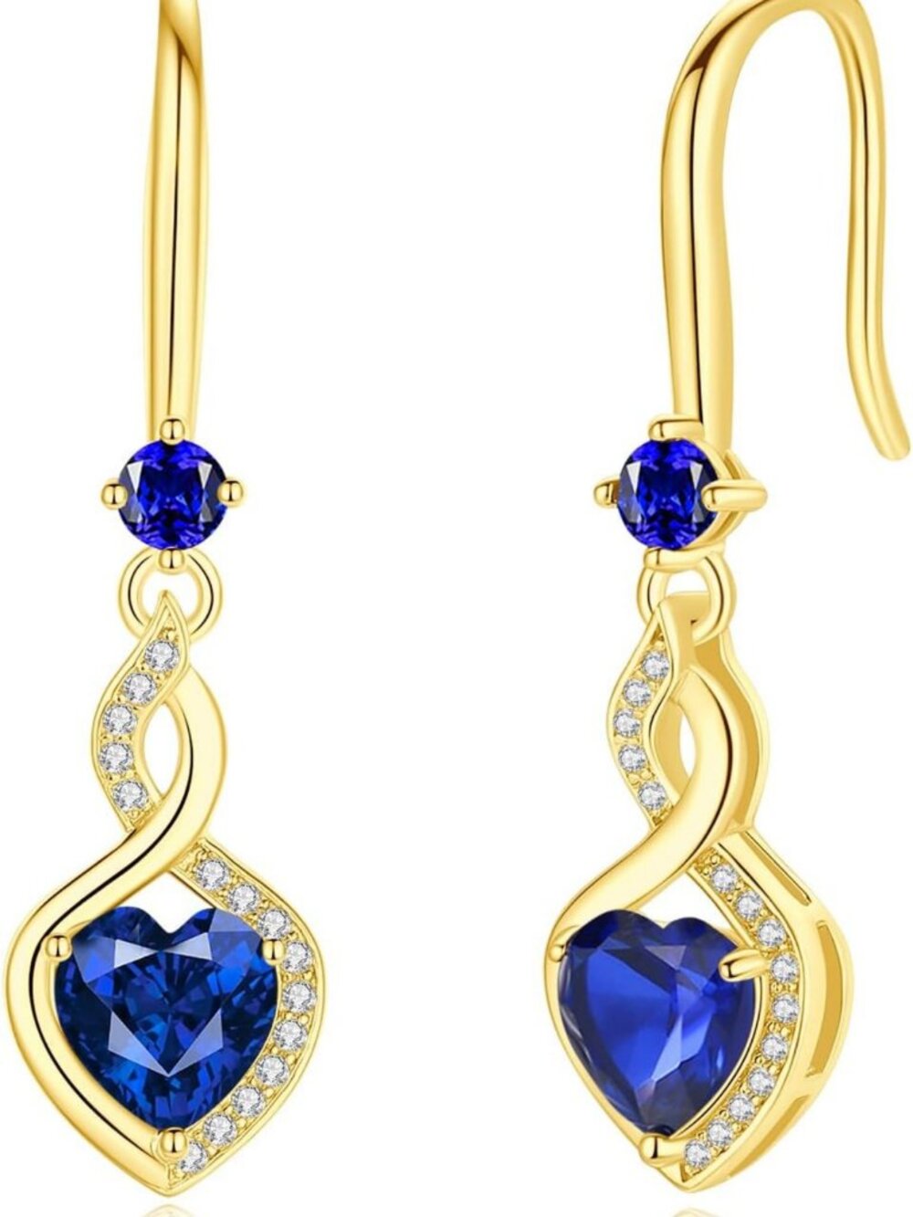 Sterling Silver Heart Dangle Earrings with Birthstone - Elegant Women's Jewelry